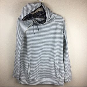 Maurices Women's Striped Hoodie with Plaid Hood Insert and Drawstring Tie Size S